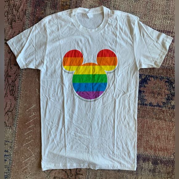 Disney Mickey pride shirt size small white rainbow - Picture 1 of 2